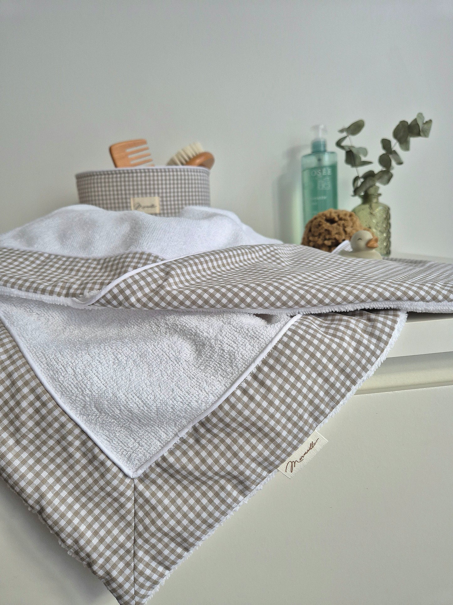 Cape de bain - mini vichy sable