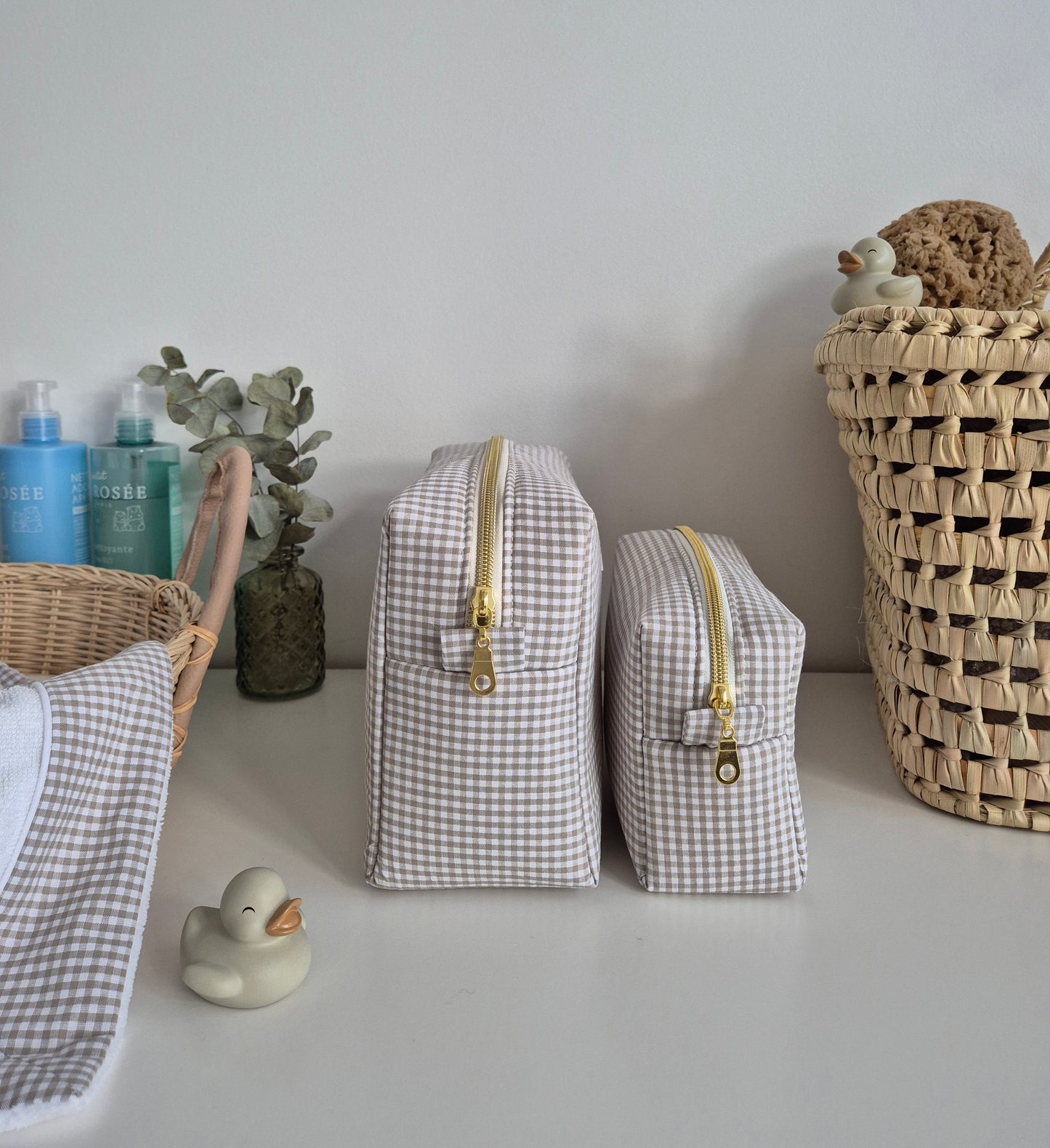 Trousse de toilette - mini vichy sable