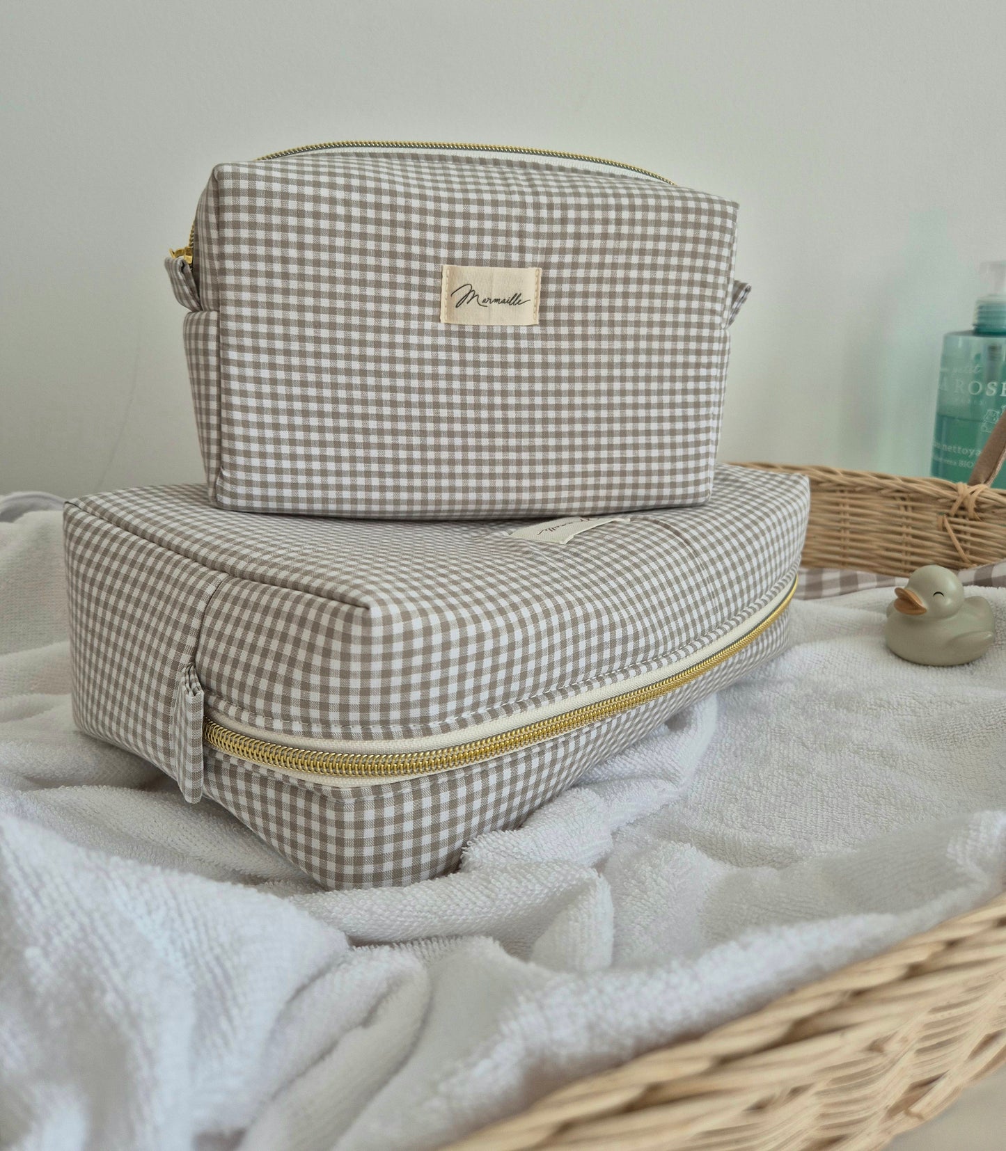 Trousse de toilette - mini vichy sable
