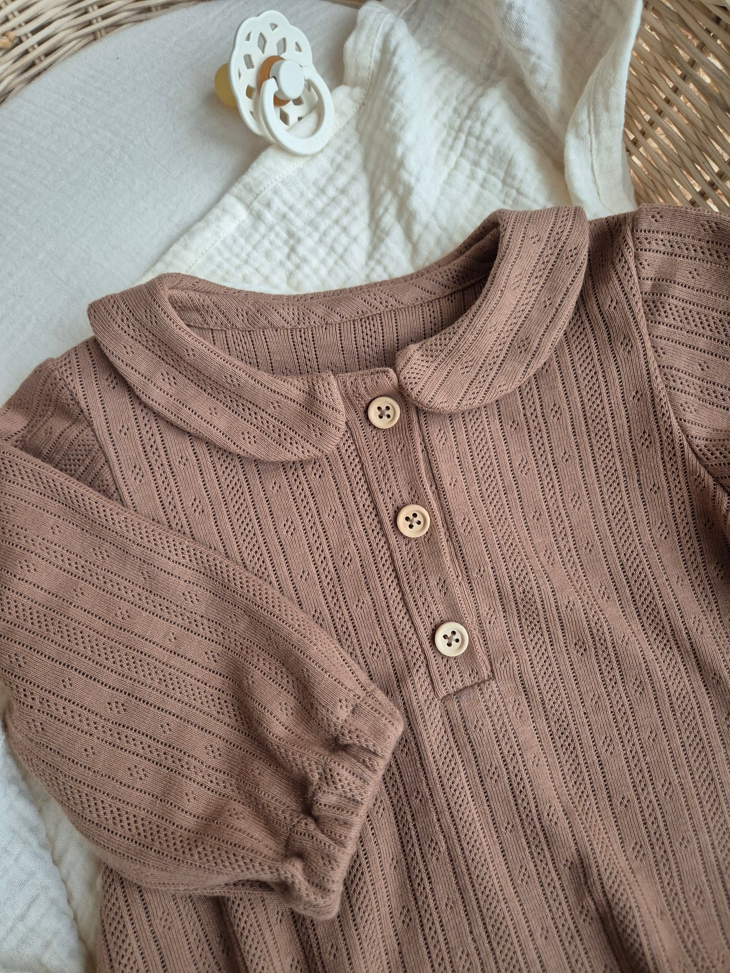 Romper - Pointelle glossy brown