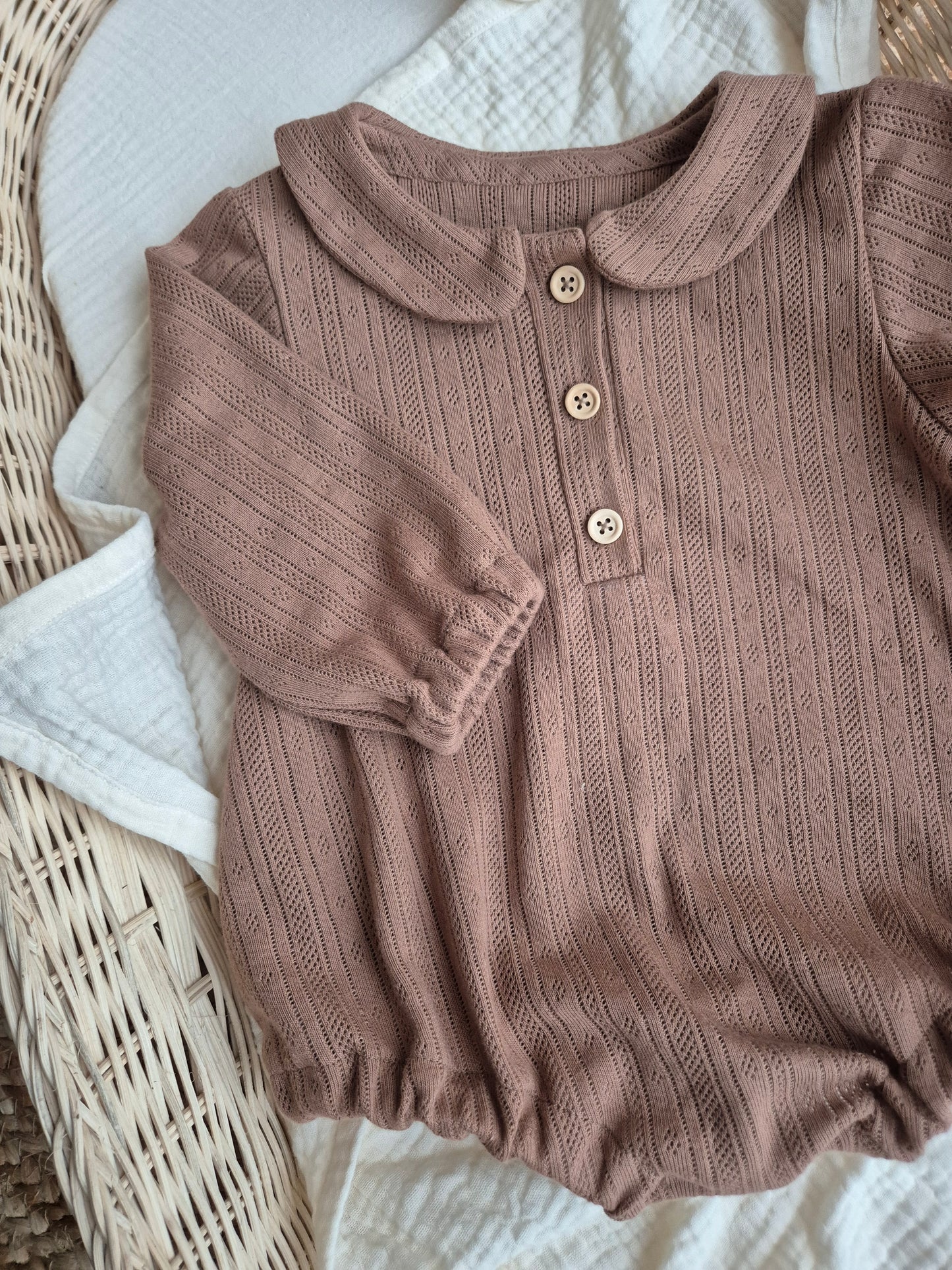 Romper - Pointelle glossy brown