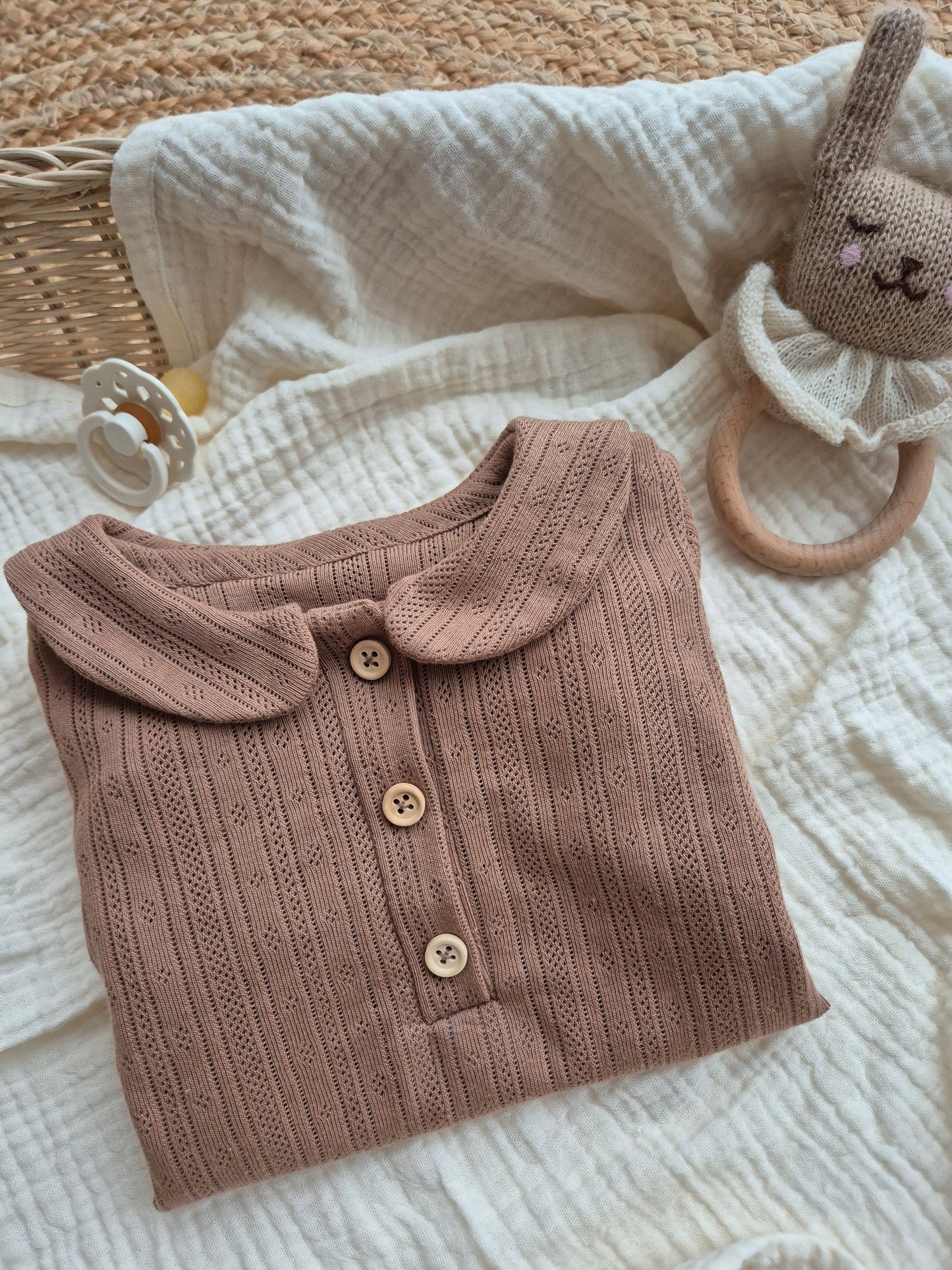Romper - Pointelle glossy brown
