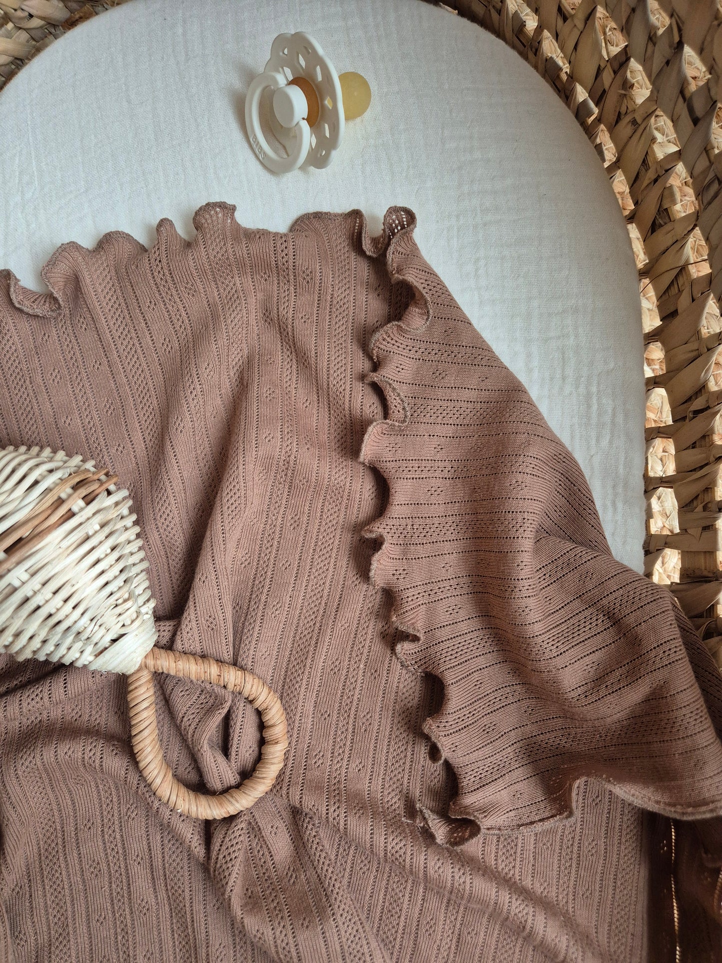 Cover - pointelle glossy brown