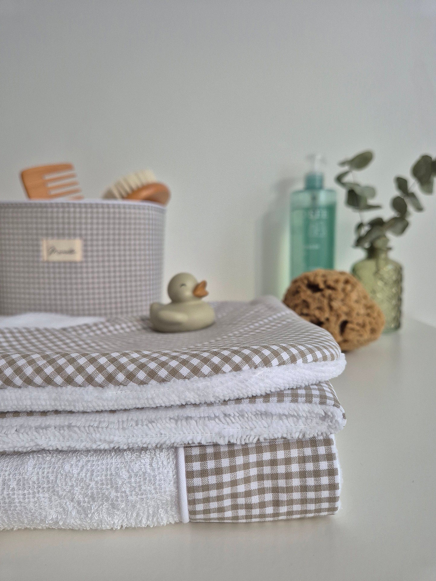 Cape de bain - mini vichy sable