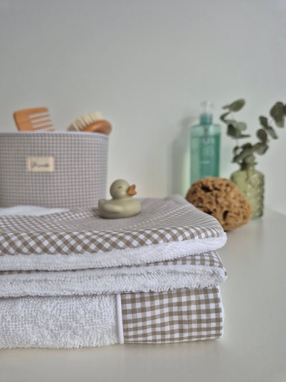 Cape de bain - mini vichy sable