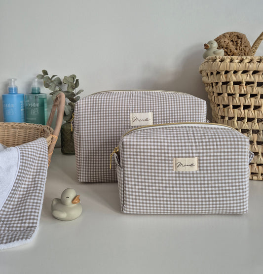 Trousse de toilette - mini vichy sable