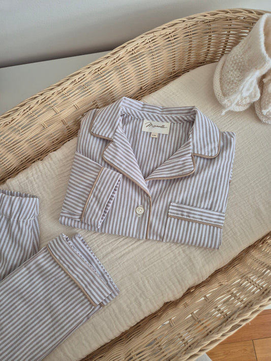Pyjama chemise - rayures sable