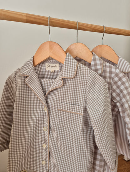 Pyjama chemise - mini vichy sable