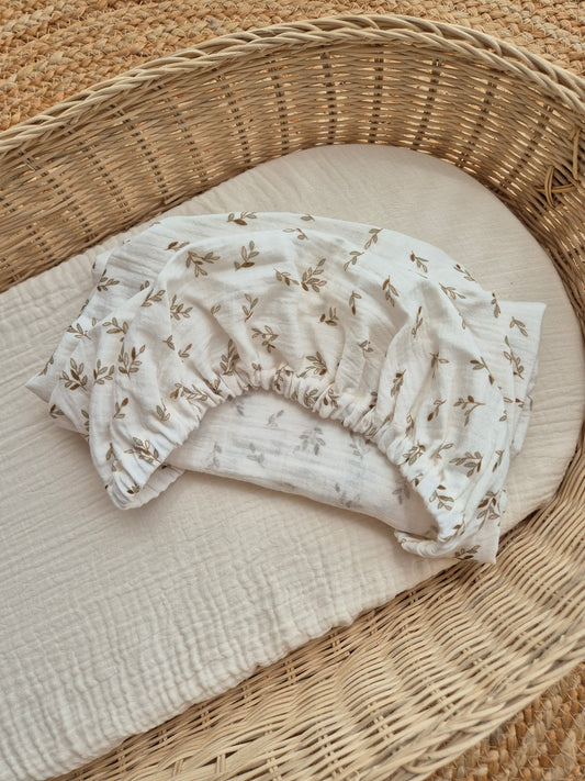 Drap housse pour couffin - feuilles