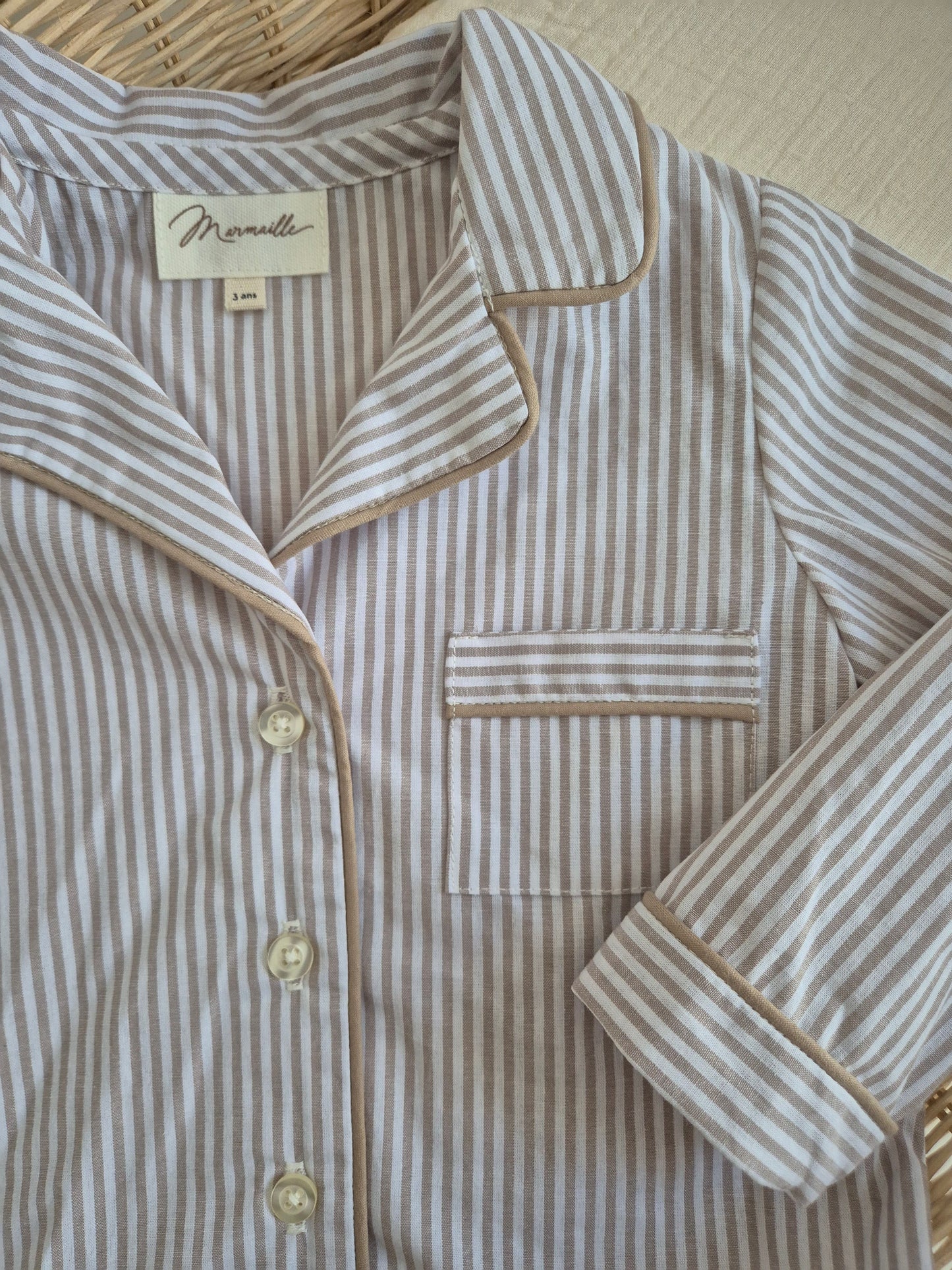 Pyjama chemise - rayures sable