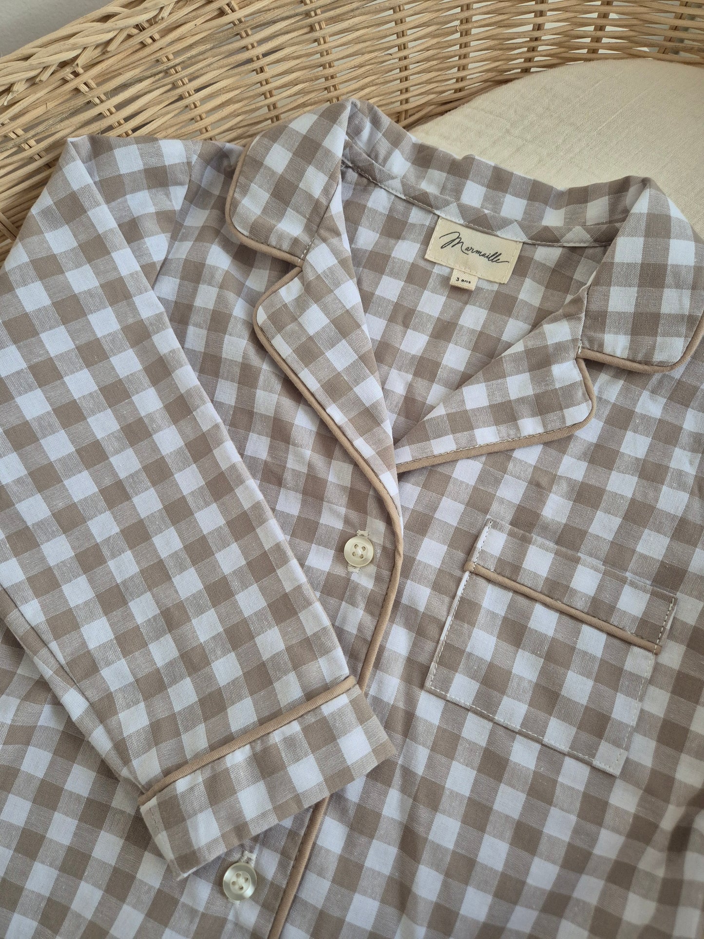 Pyjama chemise - vichy sable