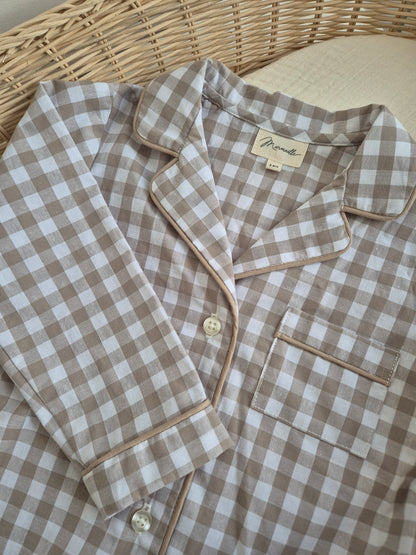 Pyjama chemise - vichy sable