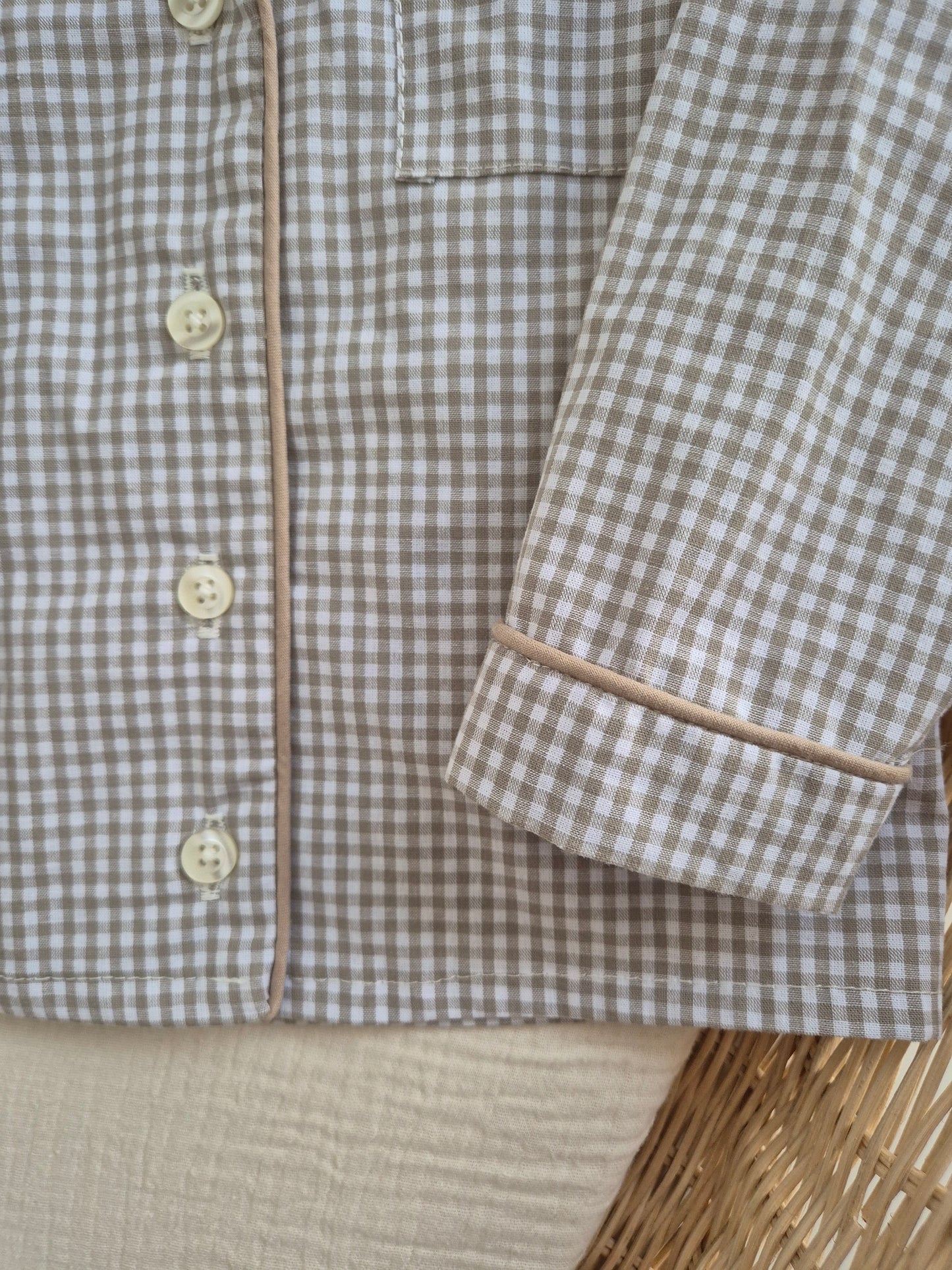 Pyjama chemise - mini vichy sable