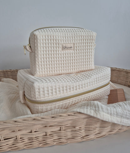 Trousse de toilette - nid d'abeille écru
