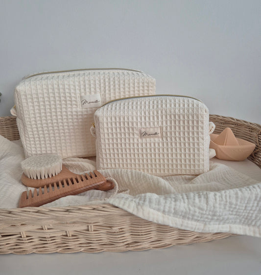 Trousse de toilette - nid d'abeille écru