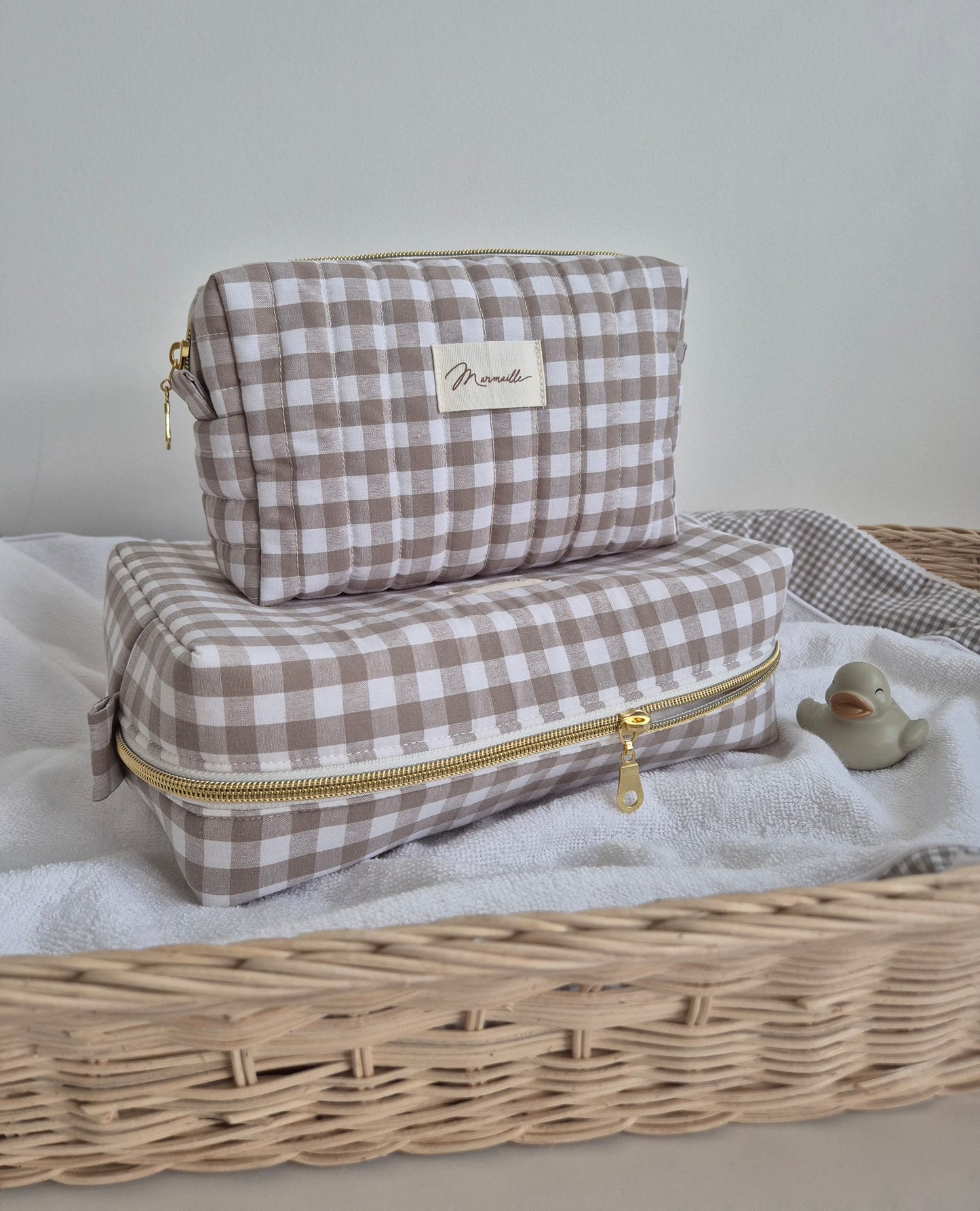 Trousse de toilette - vichy sable