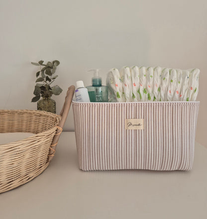 Panière de rangement - rayures sable