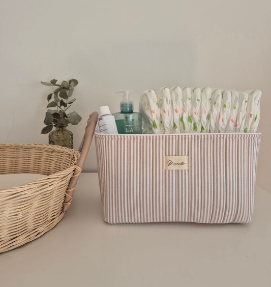 Panière de rangement - rayures sable