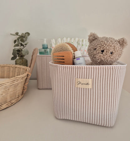 Panière de rangement - rayures sable