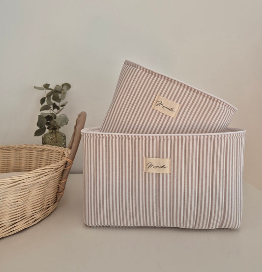 Panière de rangement - rayures sable