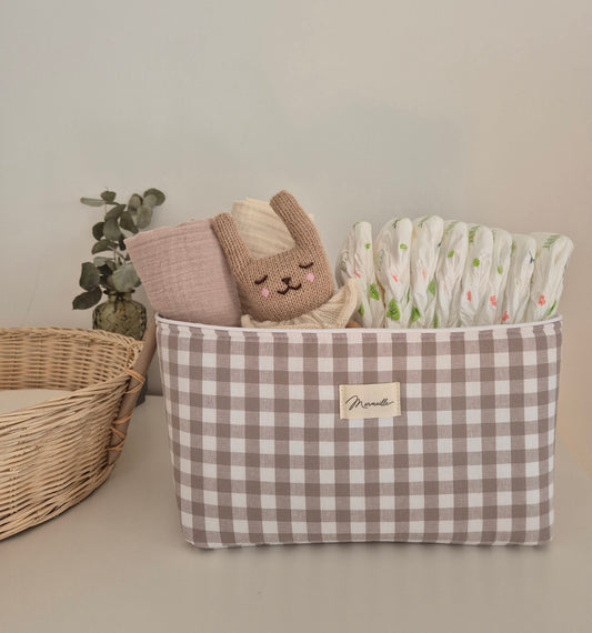 Panière de rangement - vichy sable