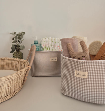 Panière de rangement - mini vichy sable