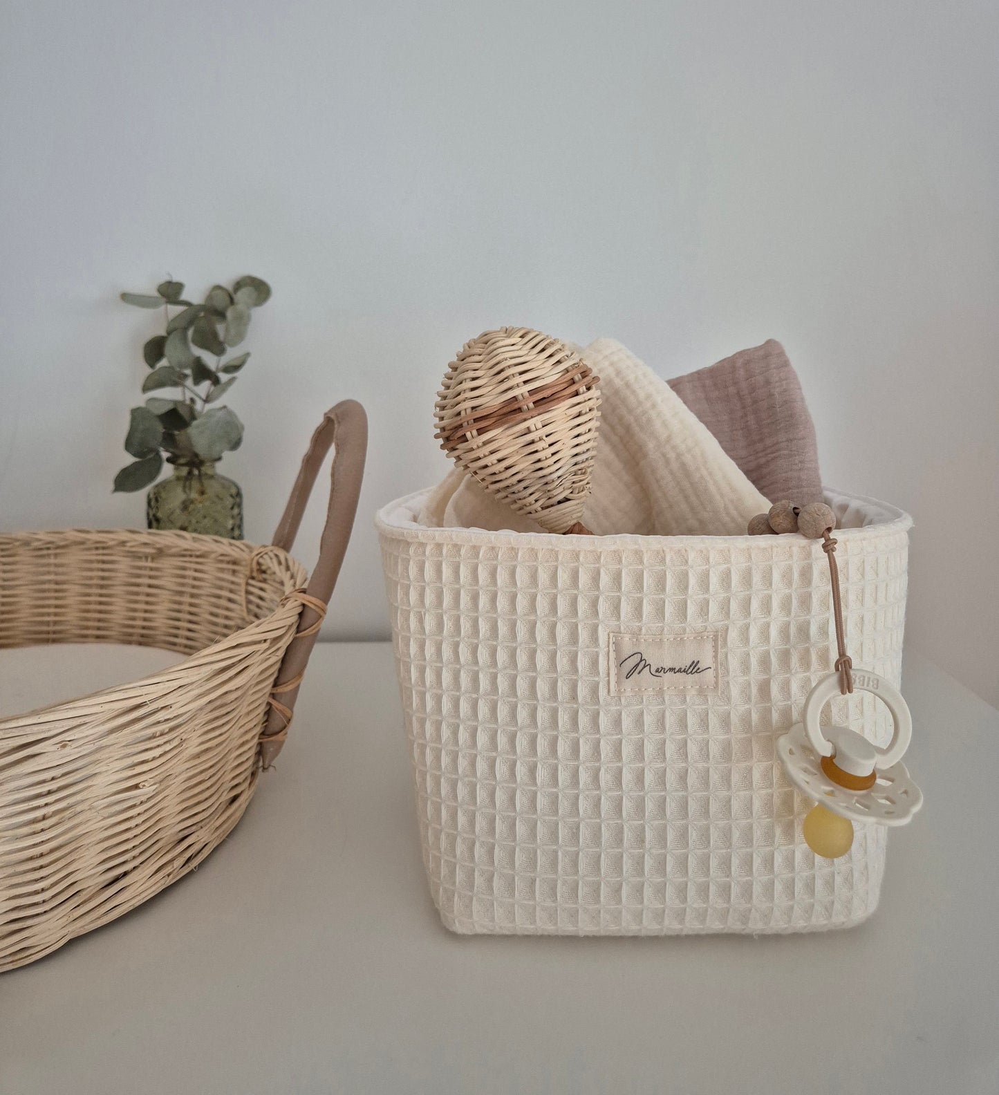 Panière de rangement - nid d'abeille écru