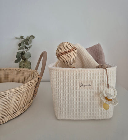 Panière de rangement - nid d'abeille écru