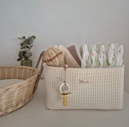 Panière de rangement - nid d'abeille écru