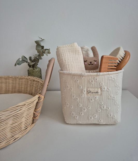 Panière de rangement - gaze brodée
