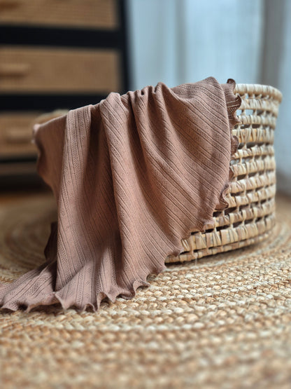 Couverture - pointelle marron glacé