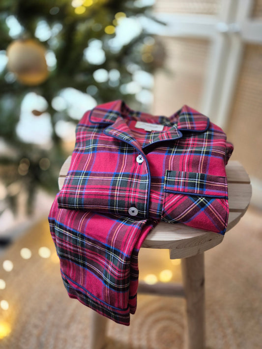 Pyjama chemise mixte - tartan rouge