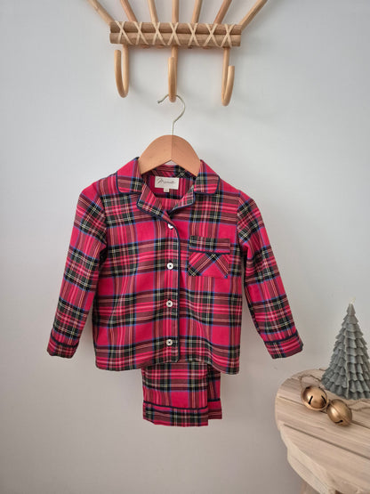 Pyjama chemise mixte - tartan rouge
