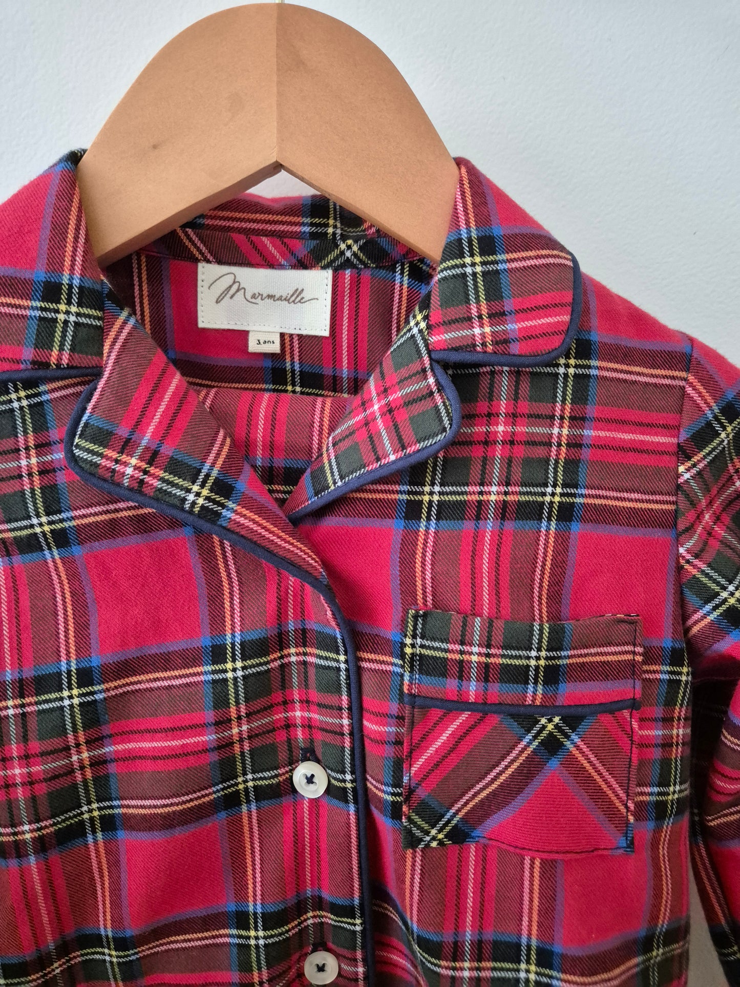 Pyjama chemise mixte - tartan rouge