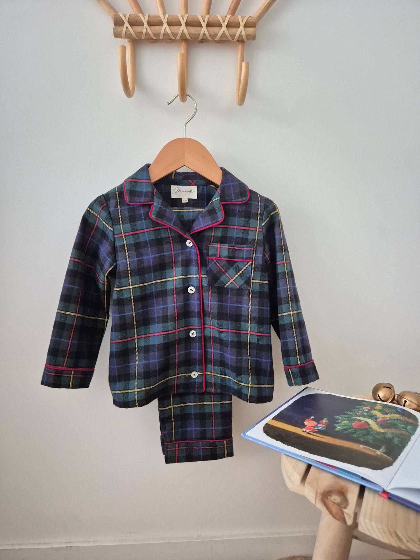 Pyjama chemise mixte - tartan bleu