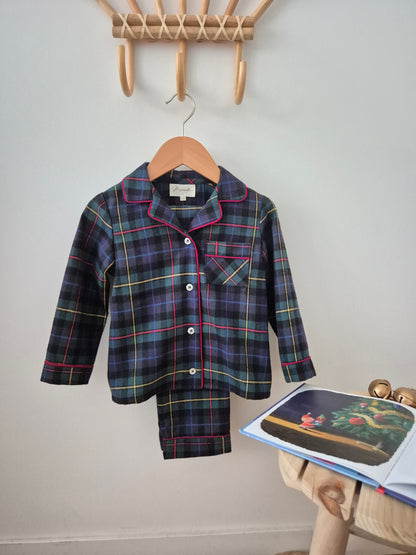 Pyjama chemise mixte - tartan bleu