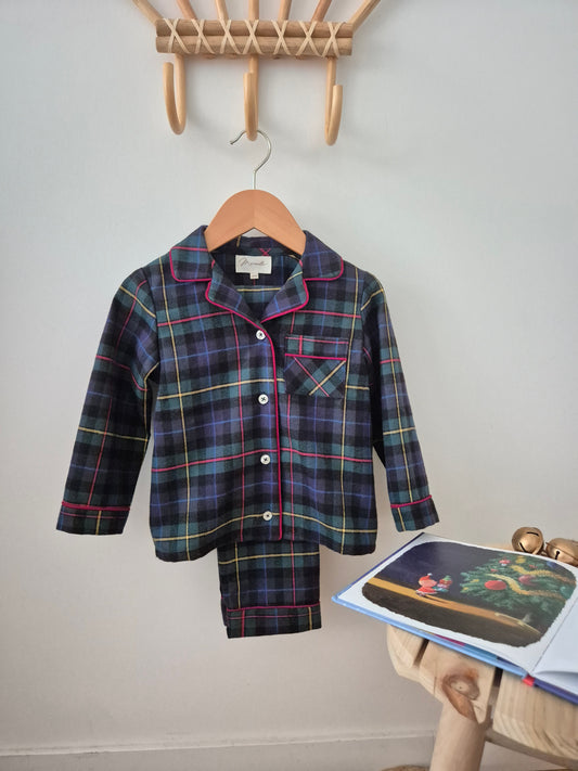 Pyjama chemise mixte - tartan bleu