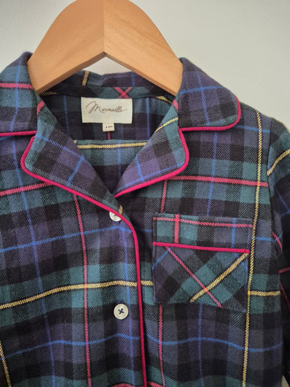 Pyjama chemise mixte - tartan bleu