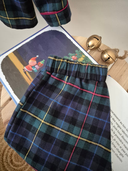 Pyjama chemise mixte - tartan bleu