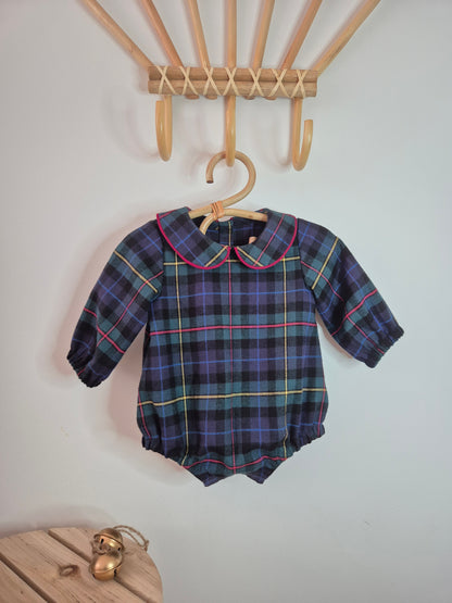 Barboteuse - tartan bleu