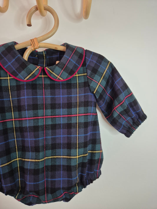 Barboteuse - tartan bleu