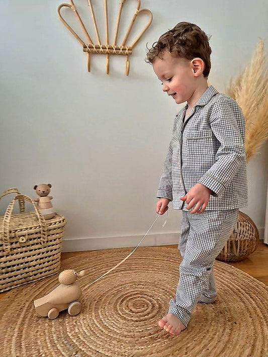 Pyjama chemise - mini vichy sable
