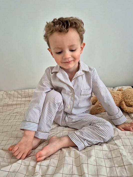 Pyjama chemise - rayures sable