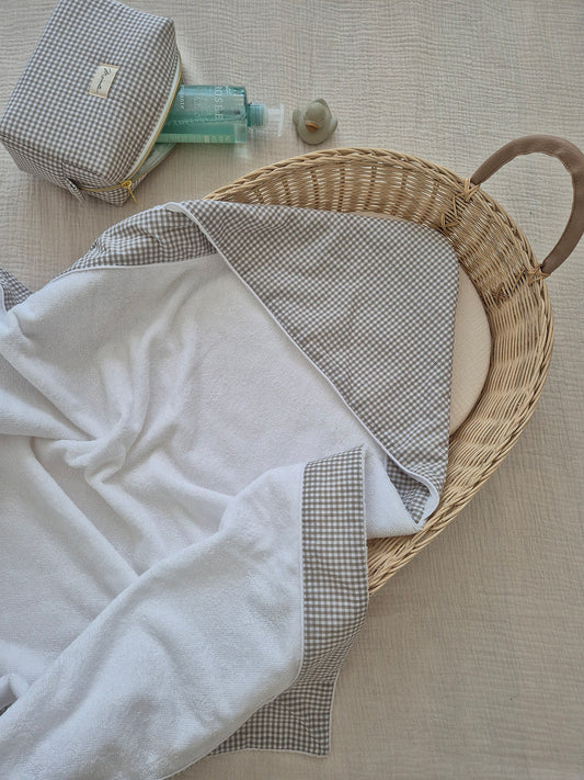 Cape de bain - mini vichy sable