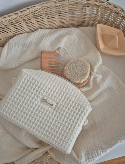 Trousse de toilette - nid d'abeille écru
