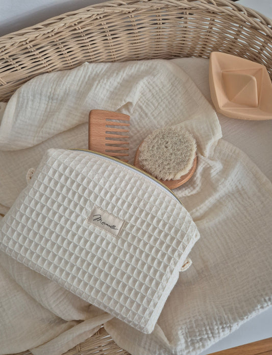 Trousse de toilette - nid d'abeille écru